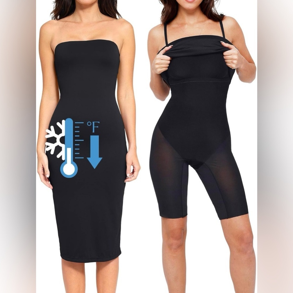 Popilush Dress Maxi Shapewear Dress Built-in Bra Strapless Bodycon